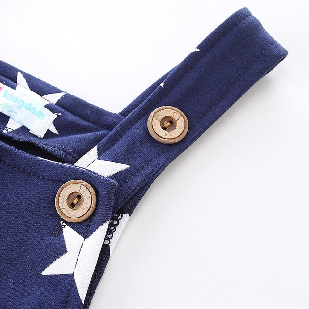 Mudkingdom Little Boy Girl Overalls Pants Cotton Stars Letter Children Bib Overall Trousers Kids Clothes Spring Autumn Clothing