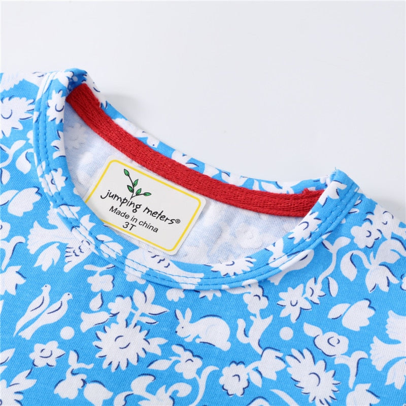 Jumping Meters Summer New Arrival Short Sleeve Princess Girls Dresses With Unicorns Print Children's Frocks Toddler Clothes