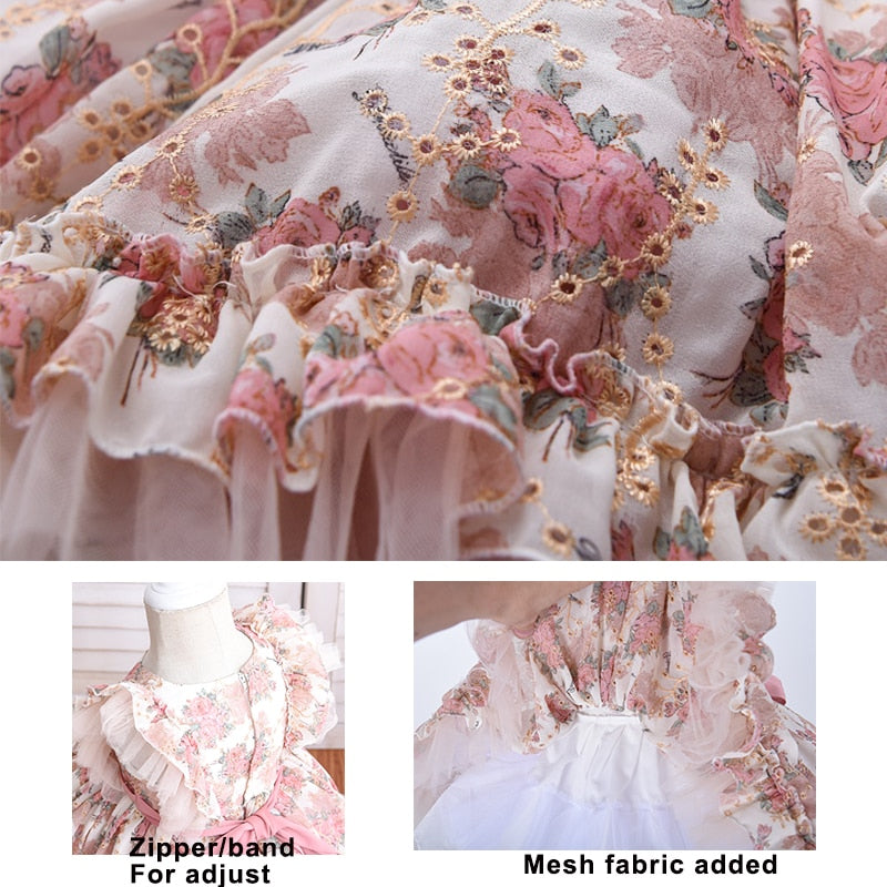 Yoliyolei Spanish Lolita Baby Dress Embroidery Girls Gowns Kids Child Princess 1st Birthday Party Clothes New Born Girls Dresses
