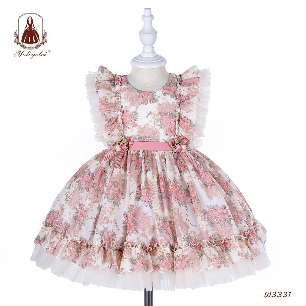 Yoliyolei Spanish Lolita Baby Dress Embroidery Girls Gowns Kids Child Princess 1st Birthday Party Clothes New Born Girls Dresses