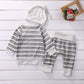 2019 Winter Set Baby Newborn Baby Boy Girl Clothes Stripe Pullover Tops Pants Hat Clothes 3PCS Outfits Set vetement enfant fille