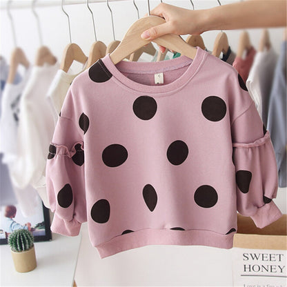 2019 Baby Girls Clothes Long Sleeve Cotton Dot Hoodies Sweatershirt Autumn Winter Casual Tops