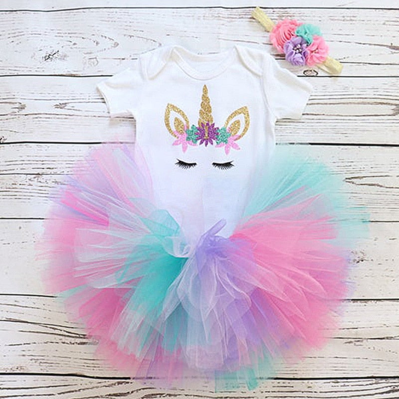 Unicorn Party Dresses For 1 Year Baby Girl Birthday Outfits Clothes Tutu Cake Smash Dresses Infant Christening Gowns 12 Months