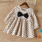 Humor Bear Girls&#39; Dresses 2022 Autumn New Style Children Baby Kids Clothing Loose Ruffle Splicing Girl Fashionable Dress