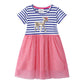 Jumping Meters 2-7T Princess Baby Dresses Applique Rainbow Cute Party Girls Tutu Dresses Cotton Stripe Children&#39;s Girls Dress