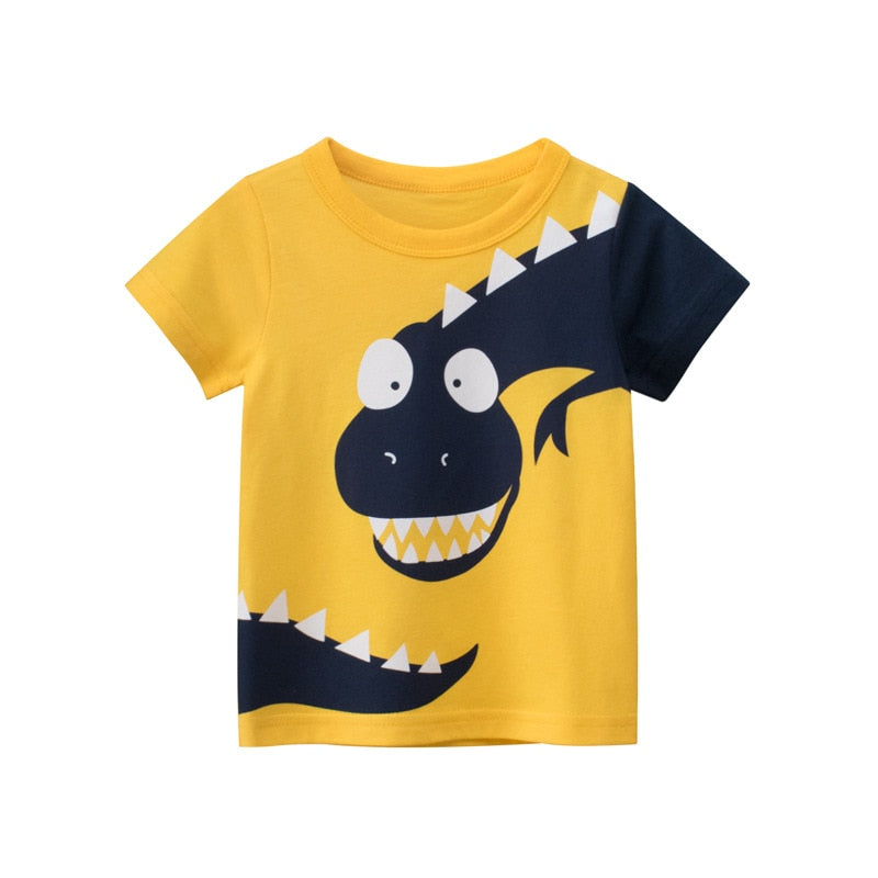Yocute Children&#39;s T-shirt Summer 2022 New Kids Clothing Cotton Boys Clothes Casual Style Cartoon Dragon Boy Oversized T-shirt