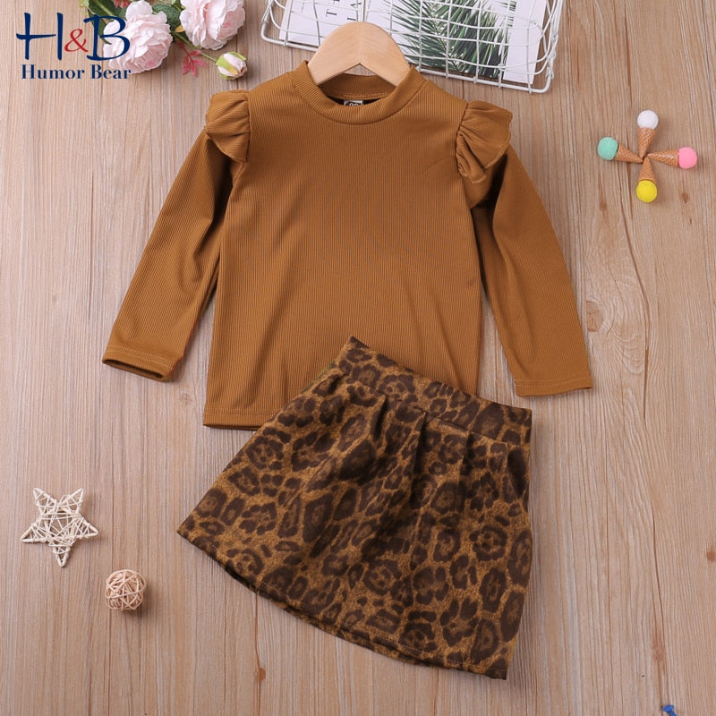 Humor Bear Autumn Baby Girl Clothes Cat Cartoon Long-Sleeve T-Shirt + Stripe Pants Suit Girls Clothing Set Children Clothing