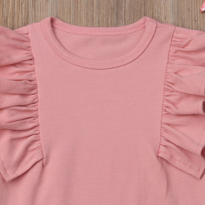 Newborn Kids Baby Girls Flower Top Romper Long Pants Headband Outfits Clothes Ruffles Outfits Set roupa infantil