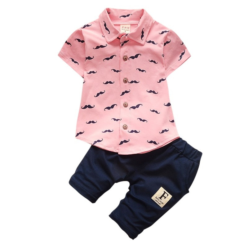 Baby Boy Clothing Sets Bebe Fashion T-shirt+Solid Pants Set Summer Kid Outfit Toddler Children Cotton Tracksuit Clothes