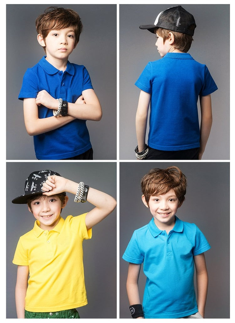 2021 New Children&#39;s Summer Cotton Short Sleeved Shirt Baby Boys Girls Solid Color Polo Shirt 2-7Y Kids Brand Polo Clothes Out