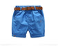 2021 Summer 3-10 Years Cotton Navy Blue Khaki Blue Green Solid Color Children'S Running Sports Boy Shorts Kids With Leather Belt