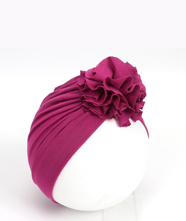 New Fashion Flower Baby Hat Newborn Elastic Baby Turban Hats for Girls 10 Colors Cotton Infant Beanie Cap 1 PC