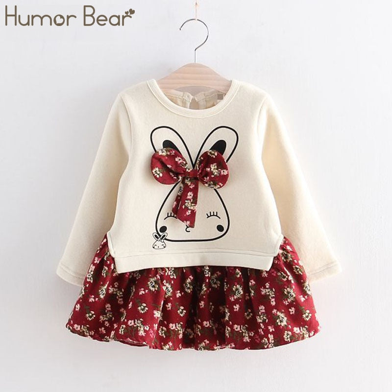 Humor Bear Girls Dress Summer Autumn Flower Princess Dress Toddler Girl Clothes Children Clothing Cute Animal Baby Girls Dresses