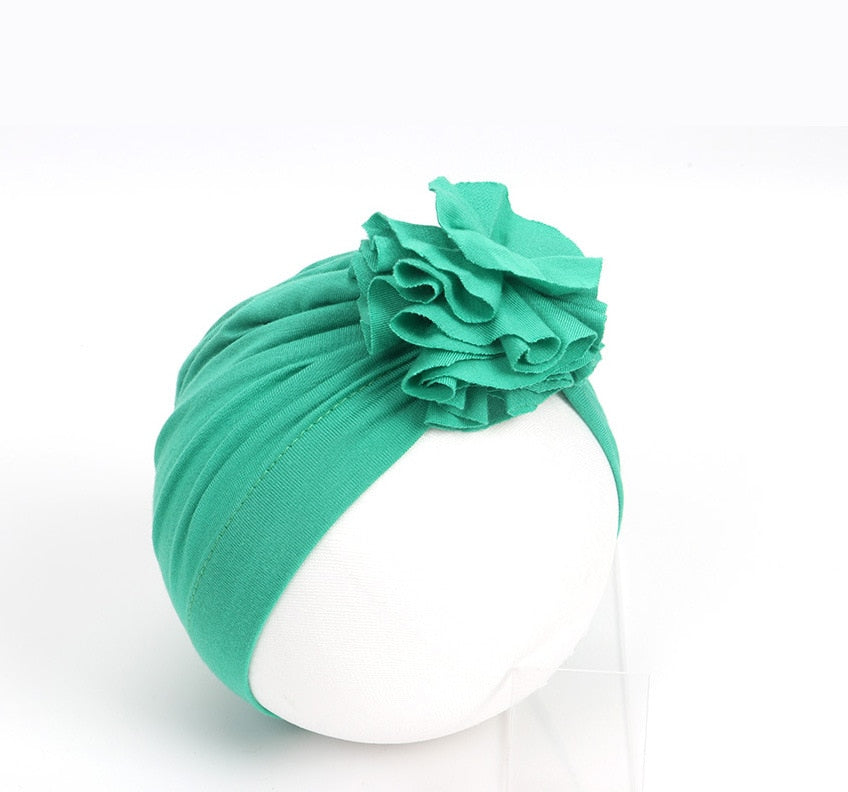 New Fashion Flower Baby Hat Newborn Elastic Baby Turban Hats for Girls 10 Colors Cotton Infant Beanie Cap 1 PC