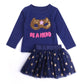 Humor Bear Autumn Baby Girl Clothes Cat Cartoon Long-Sleeve T-Shirt + Stripe Pants Suit Girls Clothing Set Children Clothing