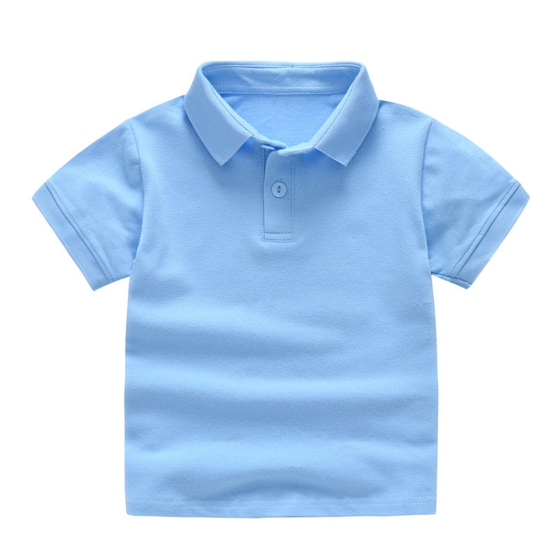2021 New Children&#39;s Summer Cotton Short Sleeved Shirt Baby Boys Girls Solid Color Polo Shirt 2-7Y Kids Brand Polo Clothes Out