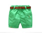 2021 Summer 3-10 Years Cotton Navy Blue Khaki Blue Green Solid Color Children'S Running Sports Boy Shorts Kids With Leather Belt