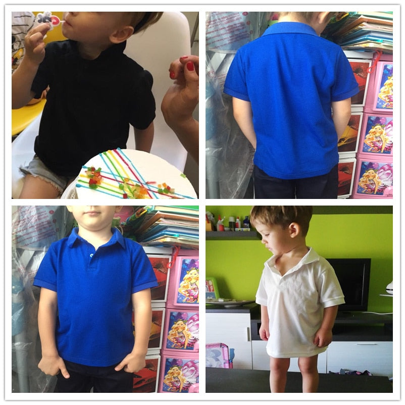 2021 New Children&#39;s Summer Cotton Short Sleeved Shirt Baby Boys Girls Solid Color Polo Shirt 2-7Y Kids Brand Polo Clothes Out