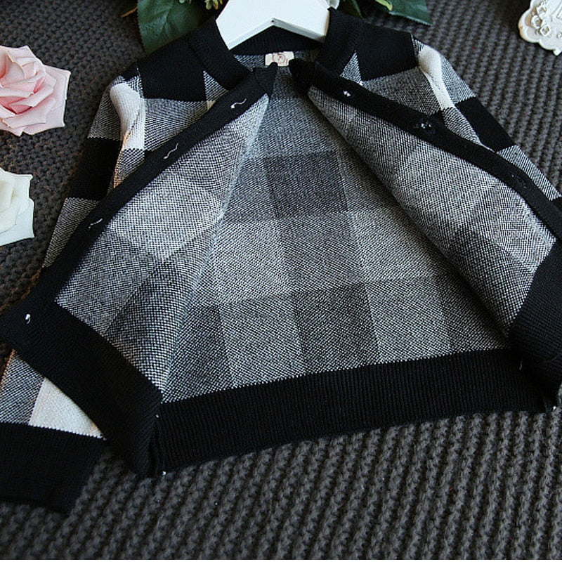 Humor Bear Autumn New Girls Clothing Sets Casual Long Sleeve Plaid Jackets+Skits 2Pcs Suits for Kids Set