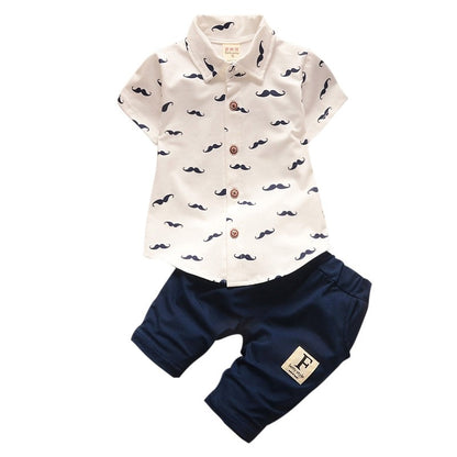 Baby Boy Clothing Sets Bebe Fashion T-shirt+Solid Pants Set Summer Kid Outfit Toddler Children Cotton Tracksuit Clothes