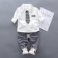 New Spring Baby Boys Fashion Clothing Children Gentleman Tie Shirt Pants 2Pcs/Sets Kids Formal Clothess Infant Cotton Tracksuit