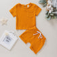 0-4Y Boys Girls Clothing Sets Summer Solid Cotton Linen T-shirts+Elasctic Shorts Kids Clothes Casual Clothing Sets for Children