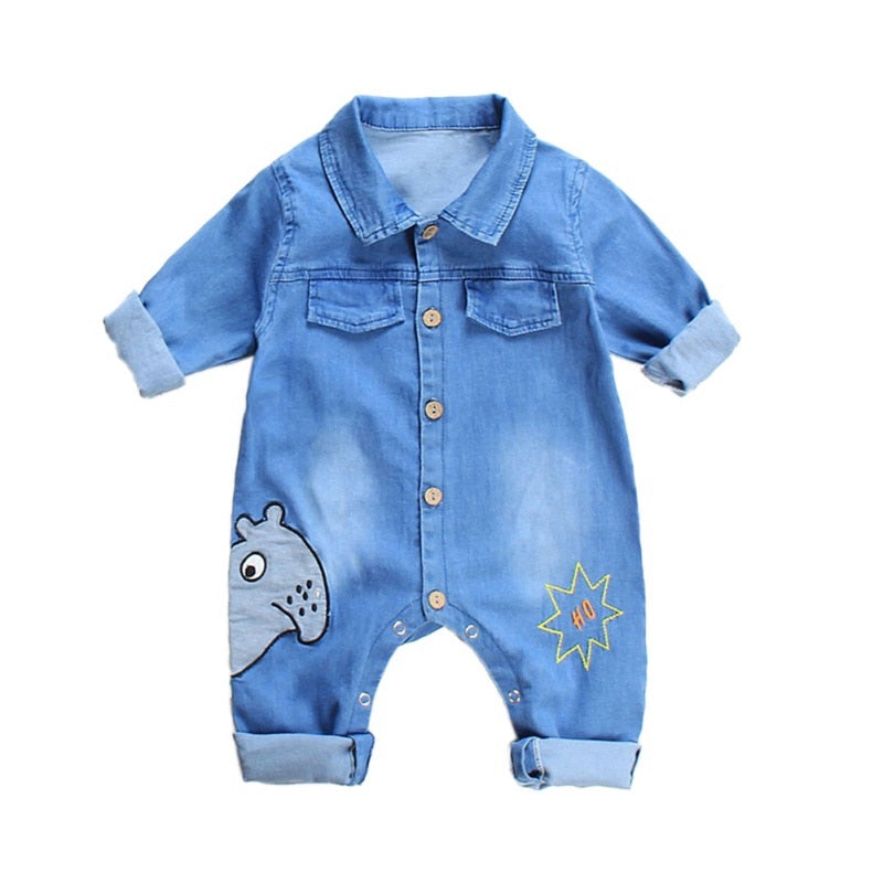Denim Baby Clothes Boys Girls Rompers Long Sleeve Solid Denim Romper Kids Casual Jumpsuit