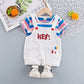 Summer Baby Short Sleeve Clothing Boys and Girls Cotton Tracksuit Striped Top+Overalls For Toddler Children Casual Clothing