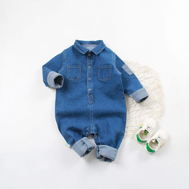 Denim Baby Clothes Boys Girls Rompers Long Sleeve Solid Denim Romper Kids Casual Jumpsuit
