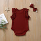 0-18M  Newborn Baby Girl Ribbed Knitted Cotton Romper Ruffles Jumpsuit Headband 2Pcs Outfits