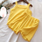 2PCS/Set Comfortable Sleeveless Tops+Pant Kids Clothes Solid Colors Boy Clothing Set Toddler Boy Girls Vest Child Pajama Summer