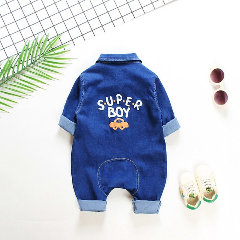 Denim Baby Clothes Boys Girls Rompers Long Sleeve Solid Denim Romper Kids Casual Jumpsuit