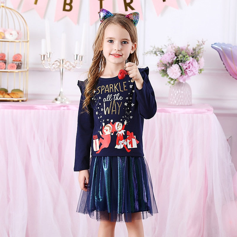 VIKITA Children Clothing Autumn Toddler Girls Clothes T-shirt+ Layered Skirt 2pc Outfit Suit Kids Clothes Girls Clothing Sets