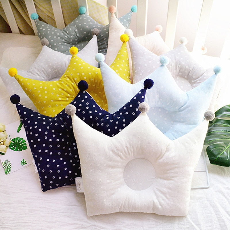 1Pcs Baby Pillows Cute Cartoon Pillow Anti Deflection Head Geometric Crown Shaped Breathable Infant Pillow Nursing Sleep Support