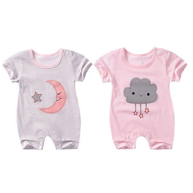 Baby Short-sleeved Jumpsuit Baby Summer Pajamas Cloud Five-star Infant Newborn Summer Clothes
