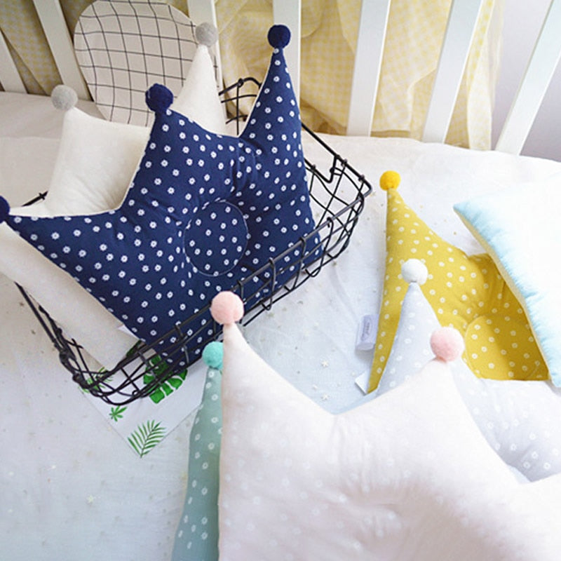 1Pcs Baby Pillows Cute Cartoon Pillow Anti Deflection Head Geometric Crown Shaped Breathable Infant Pillow Nursing Sleep Support