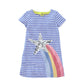 Jumping Meters 2-7T Princess Baby Dresses Applique Rainbow Cute Party Girls Tutu Dresses Cotton Stripe Children&#39;s Girls Dress