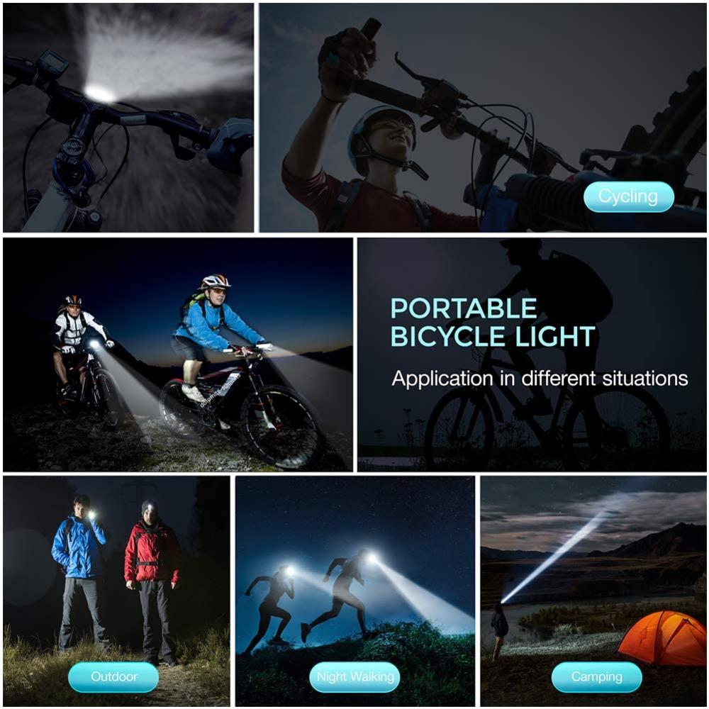 LED Bicycle Bell Lights USB Rechargeable Bicycle Speedometer Headlight Odometer Waterproof Front Lights Suitable for All Bike