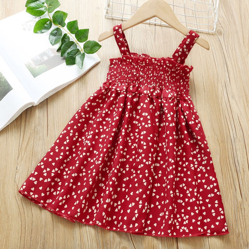 2021 2-7Y Kids Girls Dress Summer Girls Sleeveless Chiffon Polka Dot Dress Princess Dress For Girl Children Clothing