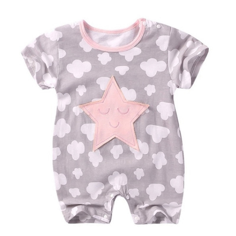 Baby Short-sleeved Jumpsuit Baby Summer Pajamas Cloud Five-star Infant Newborn Summer Clothes