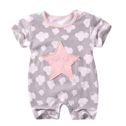 Baby Short-sleeved Jumpsuit Baby Summer Pajamas Cloud Five-star Infant Newborn Summer Clothes