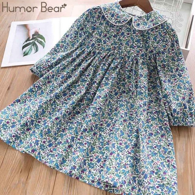 Humor Bear Girls&#39; Dresses 2022 Autumn New Style Children Baby Kids Clothing Loose Ruffle Splicing Girl Fashionable Dress