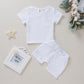 0-4Y Boys Girls Clothing Sets Summer Solid Cotton Linen T-shirts+Elasctic Shorts Kids Clothes Casual Clothing Sets for Children