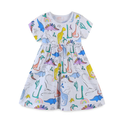 Jumping Meters Girls Princess Dresses Unicorns Print Cotton Baby Clothing Animals Girls Party Dress Summer Kids Tunic Frocks