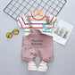 Summer Baby Short Sleeve Clothing Boys and Girls Cotton Tracksuit Striped Top+Overalls For Toddler Children Casual Clothing
