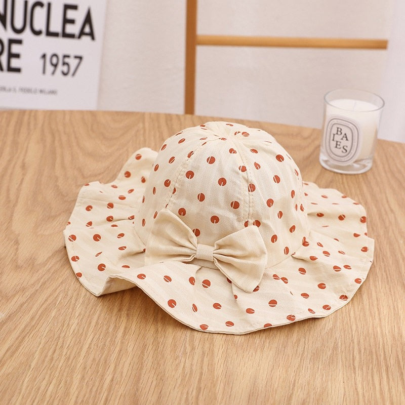 Cute Summer Baby Girl Bucket Hat Print Outdoor Bowknot Kids Girl Sun Hat Children Intant Toddler Panama Beach Cap