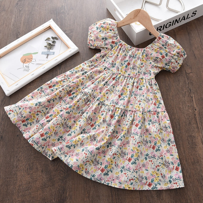 Bear Leader Girls Floral Dresses 2022 New Fashion Sweet Kids Flowers Costumes Children Sleeveless Vestidos Toddler Baby Clothing