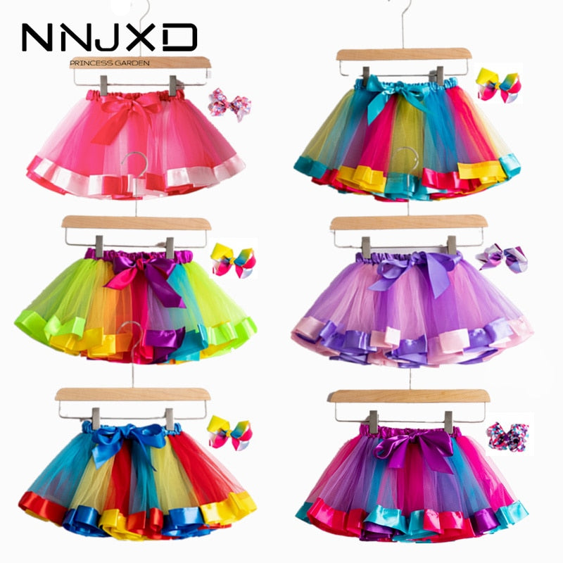 2022 New Tutu Skirt Baby Girl Clothes 12M-8Yrs Colorful Mini Pettiskirt Girls Party Dance Rainbow Tulle Skirts Children Clothing