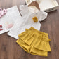 Bear Leader Girls Clothing Sets 2022 Summer Kids Clothes Floral Chiffon Halter+Embroidered Shorts Straw Children Clothing
