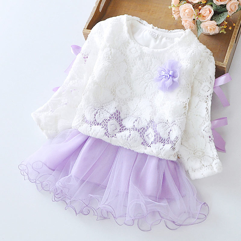 Keelorn Baby Girls Dress New Spring Long-Sleeve Princess Dresses Cute Bow Children Costume Toddler Girl Fall Party Vestidos 0-2Y